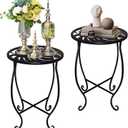 Small Side Tables for Small Space, 2 Pack Metal Outdoor Indoor Side Table, Weather Resistant Mini Metal Round Side Table Pool Chair Side Table for Patio Yard Porch Balcony Garden Bedside, Black