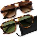 livho Trendy Polarized Square Aviator Sunglasses Women Men Square Eyewear Frame, Retro Sun Glasses for Women Men 2025 Shades (*Brown Tortoise/Brown + Brown Tortoise/Green)