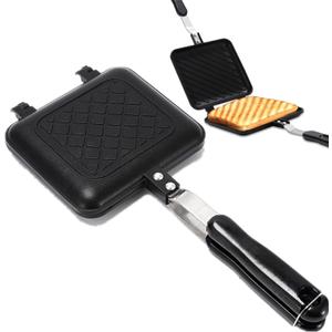 Sandwich Maker, Grilled Panini Maker Pan with Non-Stick Plates, Stovetop Toasted Sandwich Maker Press, Double Sided Aluminum Flip Cheese Maker Frying Pan for Home Kitchen Breakfast Camping