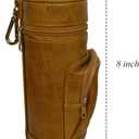 DECKEEP Yellow Brown Cylindrical Cigar Jar, Portable Cigar Humidor Case with Cigars V-Cut Cigar Cutter,Cedar Wood Strips,Front Useful Cigar Accessories Pocket Pouch,Hold 5 Cigars (Brown)