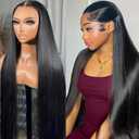 Straight 13x6 Lace Front Wigs Human Hair Pre Plucked HD Transparent Lace Frontal Wigs Human Hair 180% Density Glueless Human Wigs with Baby Hair for Women 20 inch
