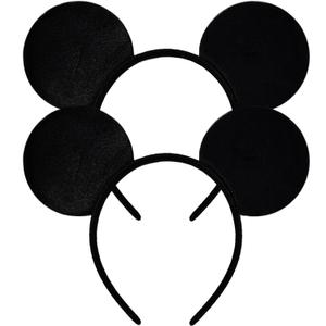 MADO 2 Pack Mouse Ears Headbands for Adults Women Little Girls Boys (Black, One Size)