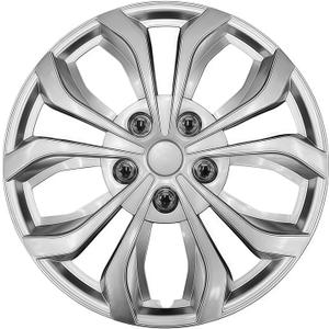 Premium Universal Hubcaps 16 inch, Compatible with Steel Wheels, Set of 4 (Silver)