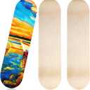 Honoson 3 Pcs Blank Skateboard Decks Bulk 32 x 8 Inch 7 Ply Maple Wooden Plain Skate Decks Natural Wood Double Tail Skateboard for Art Painting Wall Home Decoration