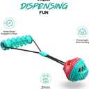 Tail Town Dog Ball with Handle, TPR Rubber Treat Dispensing Ball for Dogs, Tug of War & Fetch Toy, Textured Chew Ball with Cord for Small Medium Large Dogs