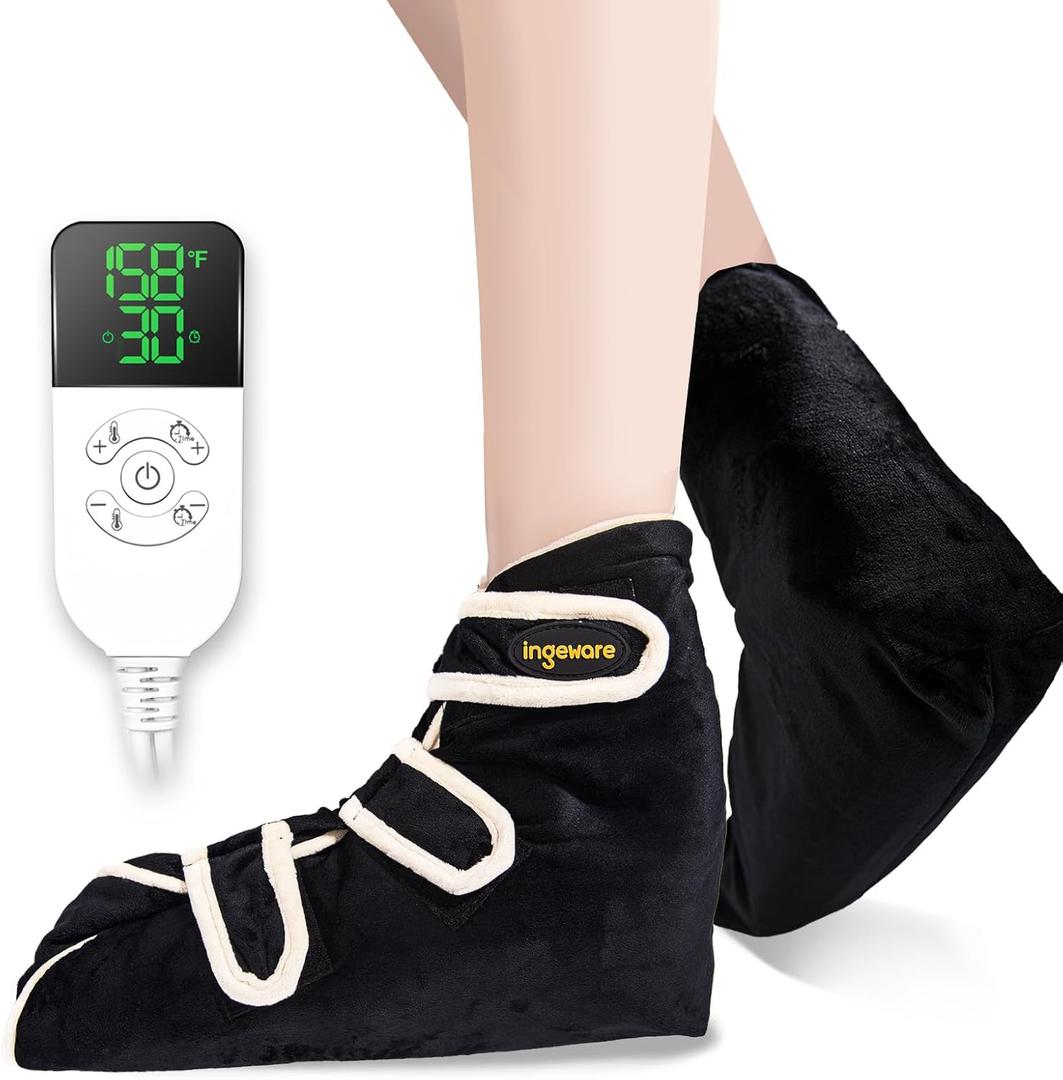 Electric Heating Pad for Women Men, Pain Relief Heated Arthritis Gloves, Heating Mittens with 30-90min Timer, 86-158 Adjustable Temperature Shut Off (New Version for feet) (Black)