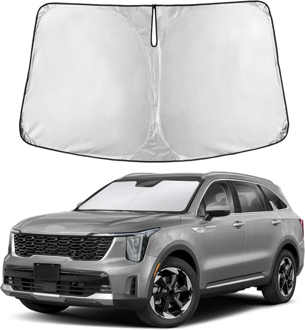 EcoNour Windshield Sunshade Compatible for Kia Sorento 2021-2024 2025 2026, Sun Visor for Front Windshield & Window Sun Shade Cover, UV Heat Blocker & Protector, Car Accessories