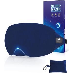 Mavogel Cotton Sleep Mask - 100% Handmade, Light Blocking Sleep Eye Mask with Updated Bending Nose Design, Soft Sleeping Mask for Women Men, for Sleep/Office/Naps, Includes Travel Pouch (Starry Blue)