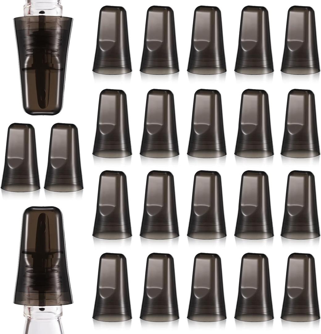 Chengu 24 Pieces Liquor Bottle Covers Pour Spout Covers Bar Toppers for Bottles Universal Pour Dispenser Dust Translucent Silicone Rubber Spout Caps for Bar Home Kitchen Tools Supplies (Black)