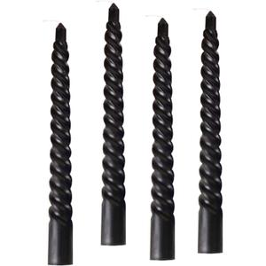 8 Inch Taper Spiral Candle Set of 4 Tapered Candles, 5 hrs,Smokeless,Home Dinner, Party, Wedding, Halloween, Christmas (4, Black, 20cm)