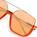GUVIVI Retro Oversized Aviator Sunglasses for Women Men Square Double Bridge Pilot Sun Glasses 70s Trendy Shades