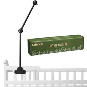 GlikCeil Wooden Baby Crib Mobile Arm 27.17 Inches Cloud Design Adjustable Baby Mobile Hanger for Crib Cot Bed Bassinet Wind Chimes Bed Bell Nursery, Black
