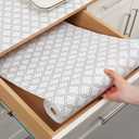 2 x Shelf & Drawer Liner for Kitchen Cabinets, 17.5In x 10Ft Non-Slip Non-Adhesive Shelf Paper Protect Dresser and Cupboard, Waterproof Drawer Mats for Bathroom, Easy Install (White Diamond)