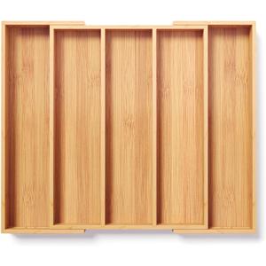 Expandable Kitchen Drawer Organizer, Bamboo Silverware Organizer, Adjustable Flatware Tray for Utensils(16.92 * 13.30~22.83 * 1.96)