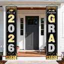 2 x OHOME Graduation Decorations 2026 2027 - Black Gold Congrats Grad Porch Banner for Graduation Party Decorations - Class of 2026 - Party Favors Supplies Backdrop Yard Signs Decor (Black)