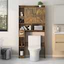 Vabches Over The Toilet Storage Cabinet, Farmhouse Storage Cabinet Over Toilet with 2 Barn Doors & Toilet Paper Holder StandHome Space-Saving Toilet Rack, for Bathroom, Restroom, Laundry.