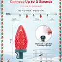 C9 LED Christmas String Lights - 82ft 100 LED Outdoor String Lights with Timer and 8 Lighting Modes, Plug in Extendable Roofline Lights String for Outside Yard Porch Christmas Holiday Decoration (Red and White)