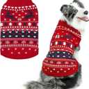 PUPTECK Christmas Dog Sweaters for Cold Weather, Soft Outfit Warm Winter Coat Knitted Dog Clothes for Small Medium Large Doggies Puppy Indoor Outdoor Walking, Colorful Design, Classic (Red) L