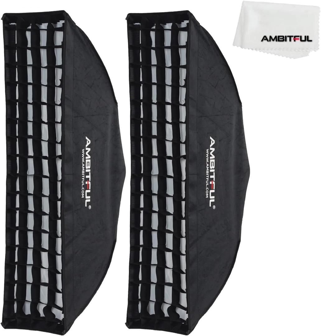 AMBITFUL 2PCS 22x90cm 9"x35" Beehive Honeycomb Grid Strip Softbox Bowens Mount for Studio Flash