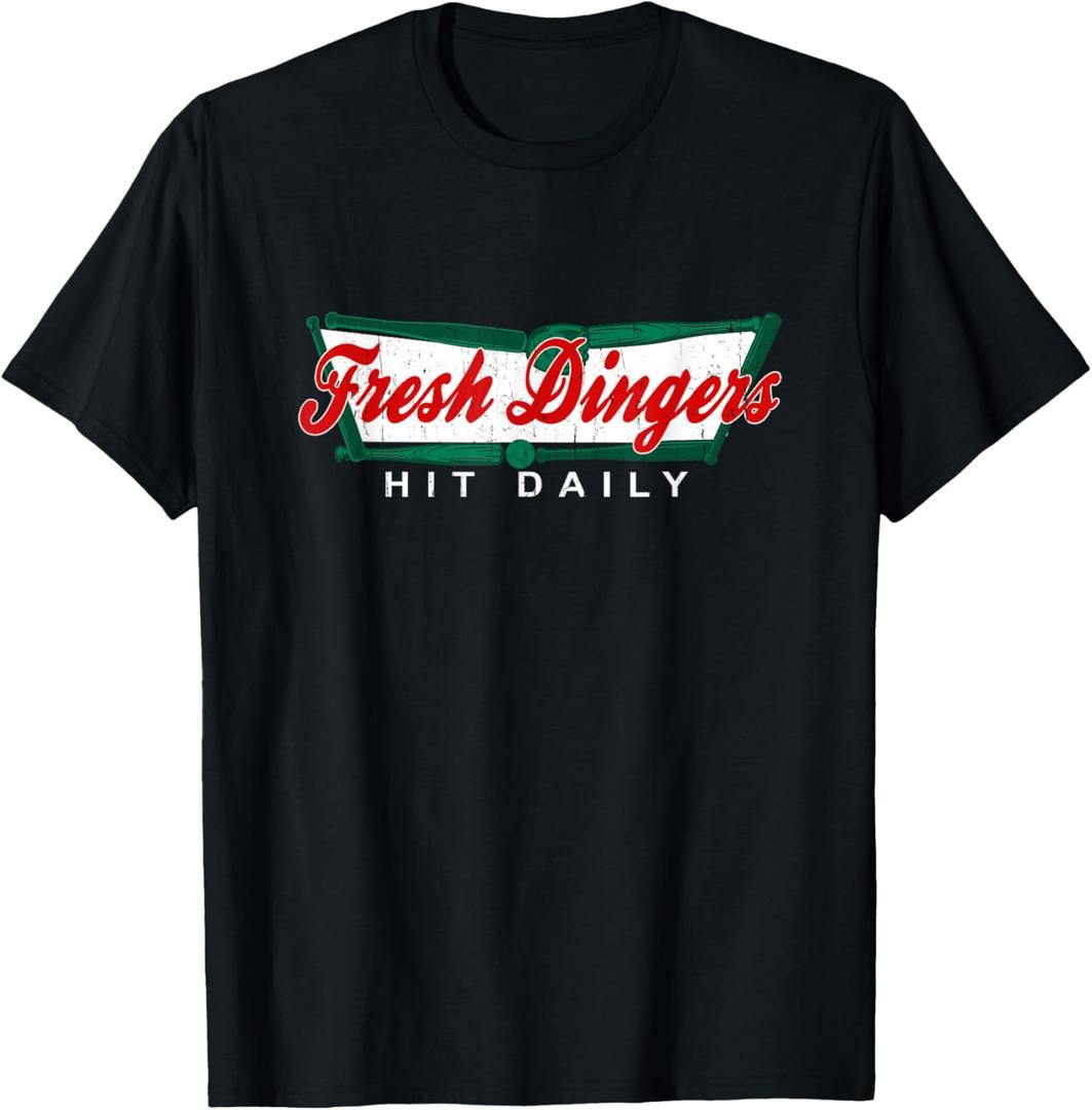 Don't Bunt Hit Fresh Dingers Funny Baseball Softball Game T-Shirt, L