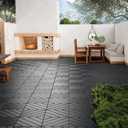 VANCASTLE 9 Pack Interlocking Deck Tiles, 12"x12" Patio Pavers, Heavy Duty Plastic Outdoor Flooring with Drainage, Waterproof Non-Slip Snap-Together Tiles for Balcony, Poolside, Garage, Dark Grey