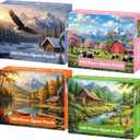 4-Pack 500 Piece Puzzles for Adults, Four Seasons Scenery Jigsaw Puzzles for Adults 500 Pieces, Fun Challenging Jigsaw Puzzles 500 Pieces for Adults Family Game Gift for Home Decor Wall Art, 500 pieces, 15x20.5 inches