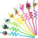 32Pcs Drinking Straws, Pool Party Decorations Supplies Summer Pool Beach Party Favors Crazy Silly Straws for Kids Hawaiian Birthday Goodie Bag Stuffers End of Year Student Gifts Bulk Prizes for Kids