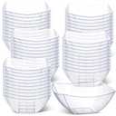 Tanlade 50 Pcs Square Plastic Serving Bowls Disposable Snack Salad Bowl Small Party Candy Bar Containers Taco Bar Serving Dishes for Buffet Chips Fruit (12 oz,Clear)