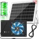 Solar Powered Fan with 15000mAh Battery & Timer, 25W 3500RPM High-Speed Solar Exhaust Fan, Low Noise Waterproof Ventilation for Chicken Coop, Greenhouse, Shed & Pet House