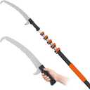 30FT Reach Pole Saw for Tree Trimming, Telescoping Tree Pruner Extendable with 5-24FT Extension Pole, Manual Saw for Yard, Garden, Patios