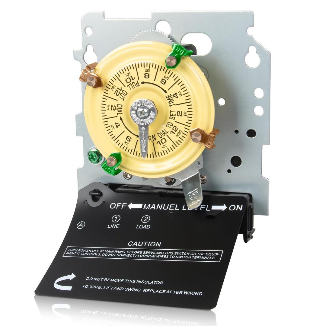 T101M Pool Pump Timer Mechanism Only, 120V 40A SPST,12-ON/Off Cycles.for Lights,Fans,HVAC,Heavy-Duty Mechanical Time Switches Timer Mechanism Only