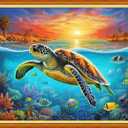 Joyhoor Cross Stitch Kits for Beginners Stamped Cross-Stitch Supplies Needlework preprint Embroidery Kits for Adults DIY Needlepoint Kits Embroidery Patterns 11CT-Millennium Turtle 16x20 inchs