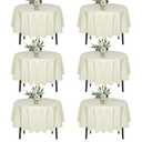 6 Pack 132 In Round White Tablecloths - Reusable Polyester Table Covers Protect from Spills (Not Waterproof) for Weddings, Banquets, Parties Ships Folded, Wrinkles Likely, Steam Before Use