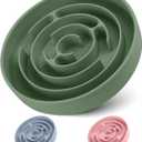 Coomazy Extra Large Slow Feeder Bowl, Silicone Dog Bowl with Suction Cups, Slow Feeder & Non-Slip Design, Boredom and Anxiety Reducer, Suitable for Large Dogs, Avocado Green, 5 Cup (XL)