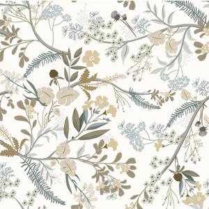Guvana 16.14"x394" Floral Peel and Stick Wallpaper Leaves Contact Paper Floral and Leaf Wallpaper Colorful Flowers Self Adhesive Wall Paper for Home Wall DecorOff-White Background