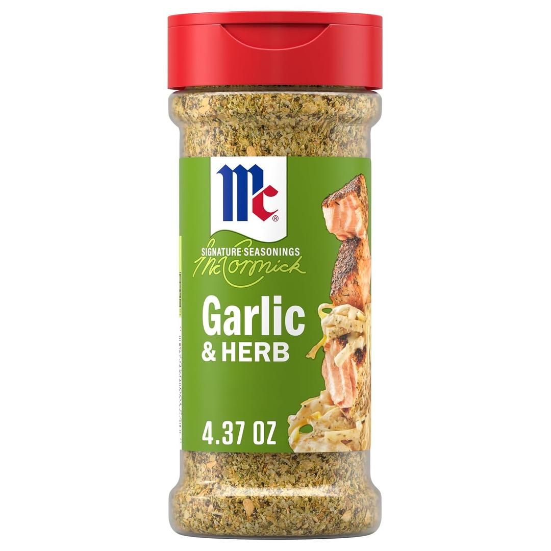 ​​McCormick® Signature Seasonings Garlic & Herb Seasoning, Robust Blend of Onion, Garlic, Black Pepper & Herbs, Shake on Chicken, Pork, Seafood, Pasta & Sauces, Non GMO, Kosher, 4.37 oz (EXP 11/29/27)