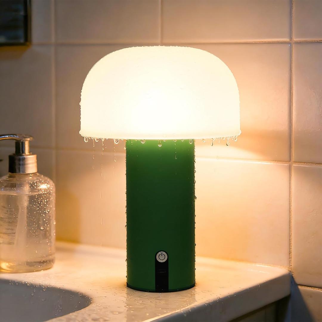 Wonder Solar Shower Lamp Waterproof Outdoor Cordless Table Lamp Small Table Lamp 4000mAh Touch Dimmable Night Light Bedside Table Lamps Night Lights for Bedroom Bathtub Camping Home (9")