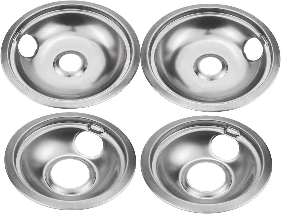 Drip Pan Electric Stove Burner Covers for Whirlpool W10278125, 4 Pack(2x6" and 2x8")