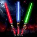 Light Up Sabers, 3 Packs Light Sword for Kids with FX Sound, Expandable Light Up Saber for Cosplay Halloween Dress Up Parties Birthday Christmas (Red.Green.Blue)
