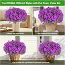 Artificial Flowers Fake Plants for Outdoors Spring Decoration, 13Bundles Silk Realistic UV Resistant Faux Flowers for Outside Planter Porch Yard Patio Garden Home Indoor, Purple