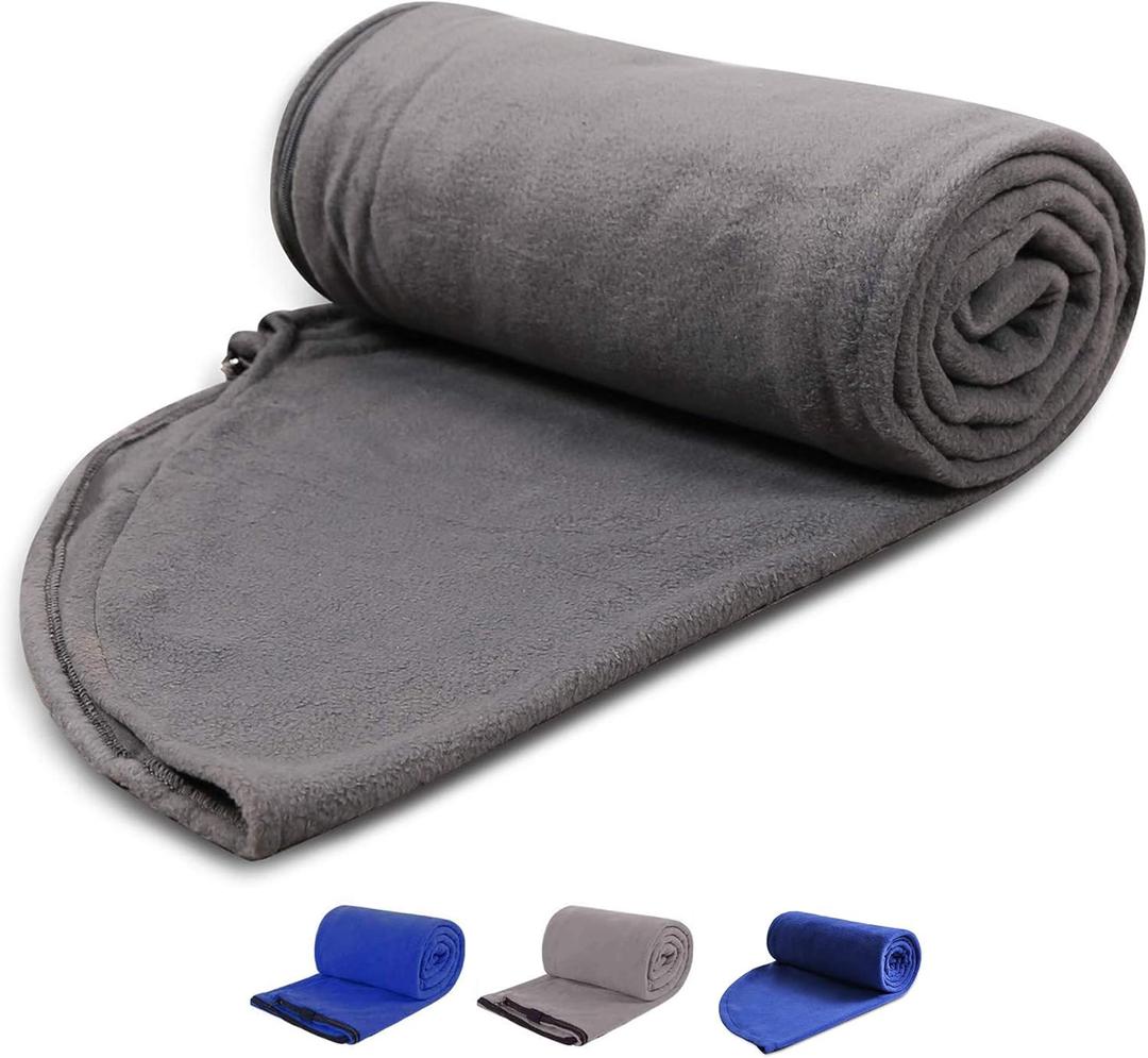 REDCAMP Fleece Sleeping Bag Liner with Hood, Great for Adult Warm or Cold Weather, 87" Long Full Sized Zipper Camping Blanket for Outdoor, Grey
