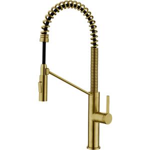 AQUALISE Kitchen Faucet with Pull Down Sprayer - Commercial Style Kitchen Faucets - Magnetic Docking 22.625 inch High Arc Grifos Cocina (Brushed Gold)