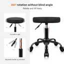 KKTONER Round Rolling Stool Height Adjustable Stool PU Leather Chair with Wheels Salon Spa Drafting stools Small (Black)
