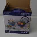 COOK WITH COLOR Mixing Bowls with TPR Lids - 12 Piece Plastic Nesting Set includes 6 Prep and Lids, Microwave Safe Bowl (Black Ombre) (Black Ombre TPR Lids)