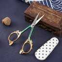 2 x Premium Small Craft Scissors with Beautiful Butterfly Decos - Comfortable Handles and Sharp Tips for Crochet, Embroidery, and Sewing - Includes Protective Cover (Green Rose Gold)