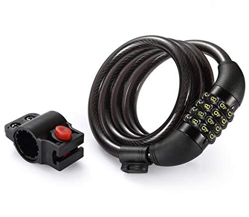 Titanker Bike Lock Cable, Bike Locks Cable Basic Self Coiling Combination Cable Bike Locks with Complimentary Mounting Bracket, 1/2 Inch Diameter