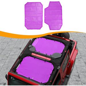 Hoolcar Front & Rear Sun Shade Mesh for Jeep Wrangler JK Unlimited (2007-2017) 4 Doors - American Flag Sunshade Screen JKU Top Cover UV Blocker, Purple