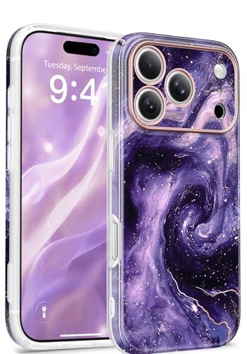 GVIEWIN for iPhone 17 Pro Case Compatible with MagSafe, [Full Camera Protection][Military-Grade Protection] Shockproof Protective Slim Magnetic Marble Phone Case for 17 Pro 6.3", Vortices/Purple
