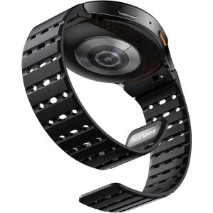 Bandletic Magnetic Silicone Band Compatible with Samsung Galaxy Watch 7 6 5 4 FE 40mm 44mm/for Galaxy Watch 6 4 Classic 43mm 47mm 42mm 46mm/Watch 5 Pro 45mm, 20mm No Gap Sport Strap for Men Women (Black)