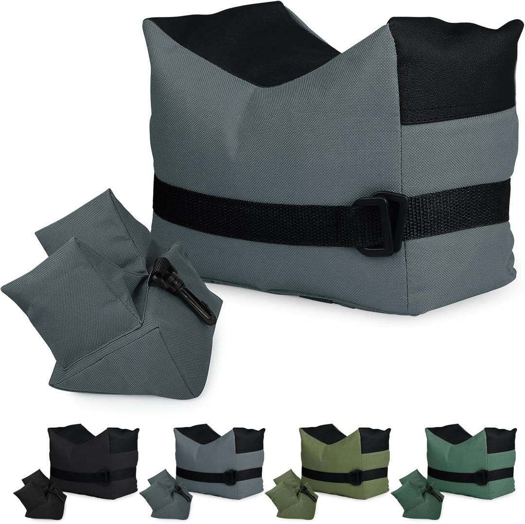 Twod Outdoor Shooting Rest Bags - Target Sports Bench Rest with Front & Rear Support SandBag Stand Holders for Gun Rifle Shooting Hunting Photography - Unfilled (Gray)